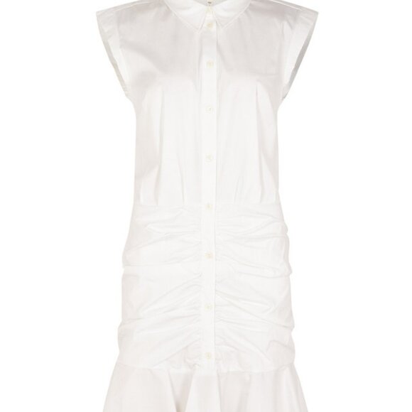 NIB$478 Veronica Beard Bell Stretch-Cotton Bottom Ruched Shirt Dress 0 XS - Picture 3 of 16